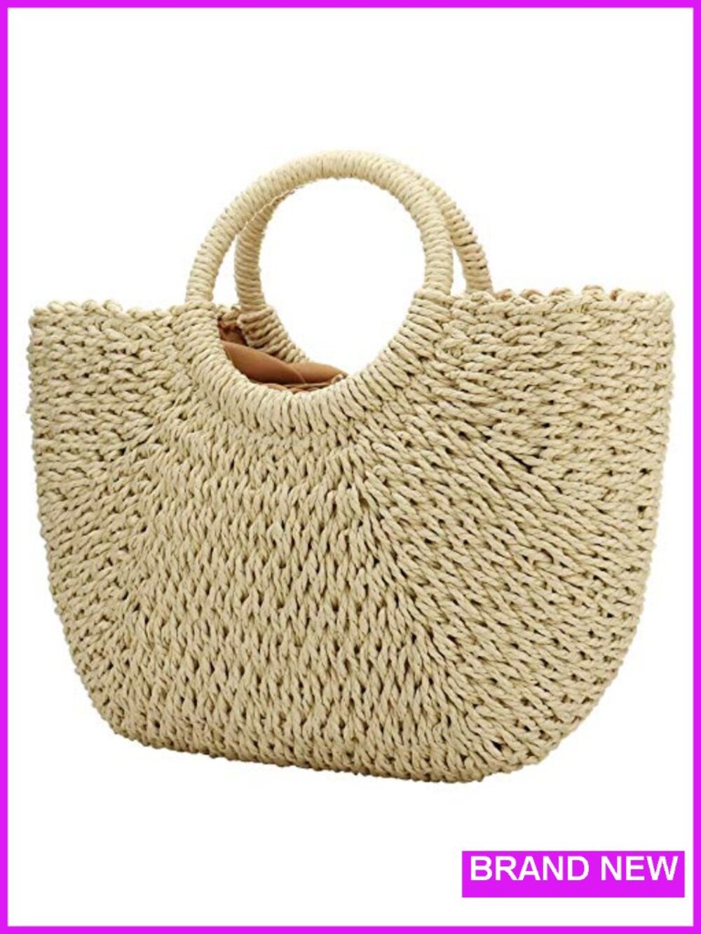 Straw Handwoven Large Hobo Tote Beach Bag with Drawstring Closure
